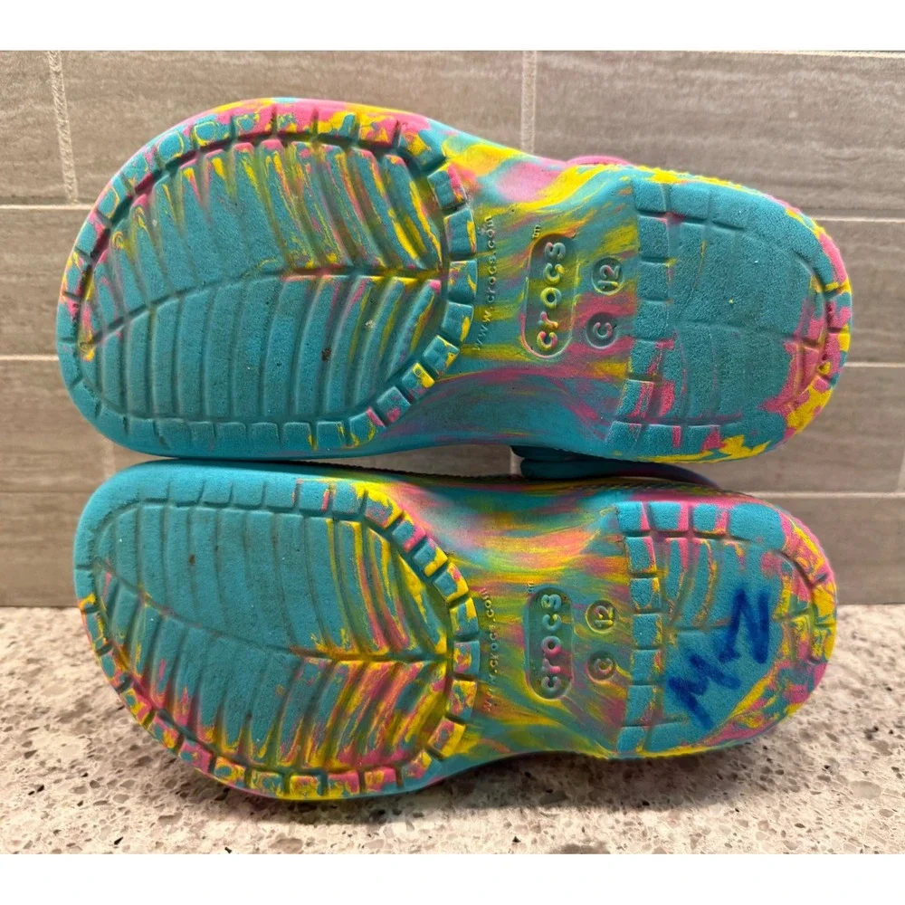 Crocs Little Kids Colorful Marbled Classic Clog Slip On Casual Shoes Size C12